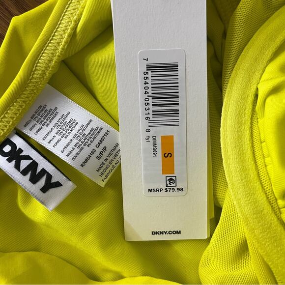 DKNY Ruffle Plunge Underwire Tummy Control One Piece swimsuit yellow - S - Picture 12 of 12